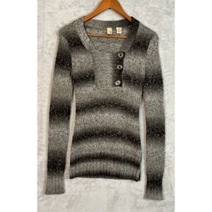 Y2K  BKE Women's Sweater Gray Wool Blend Slim Fit Small S Long Vintage Striped